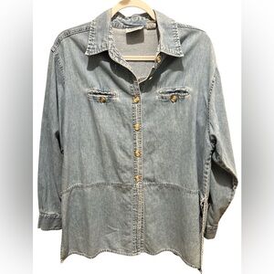 Vintage Carolina Blues Plus Denim Button Down Shirt Light Wash Size 18